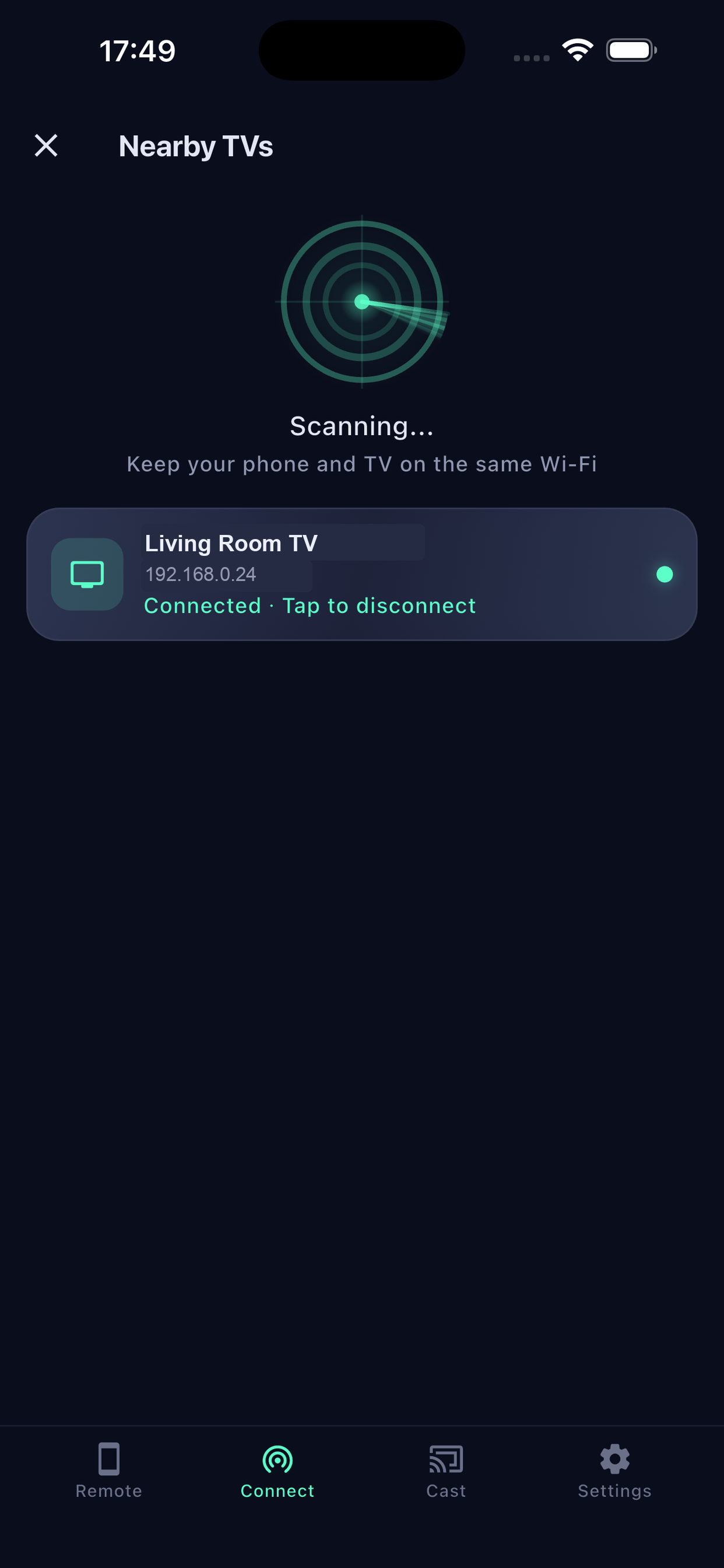 Scan nearby TVs